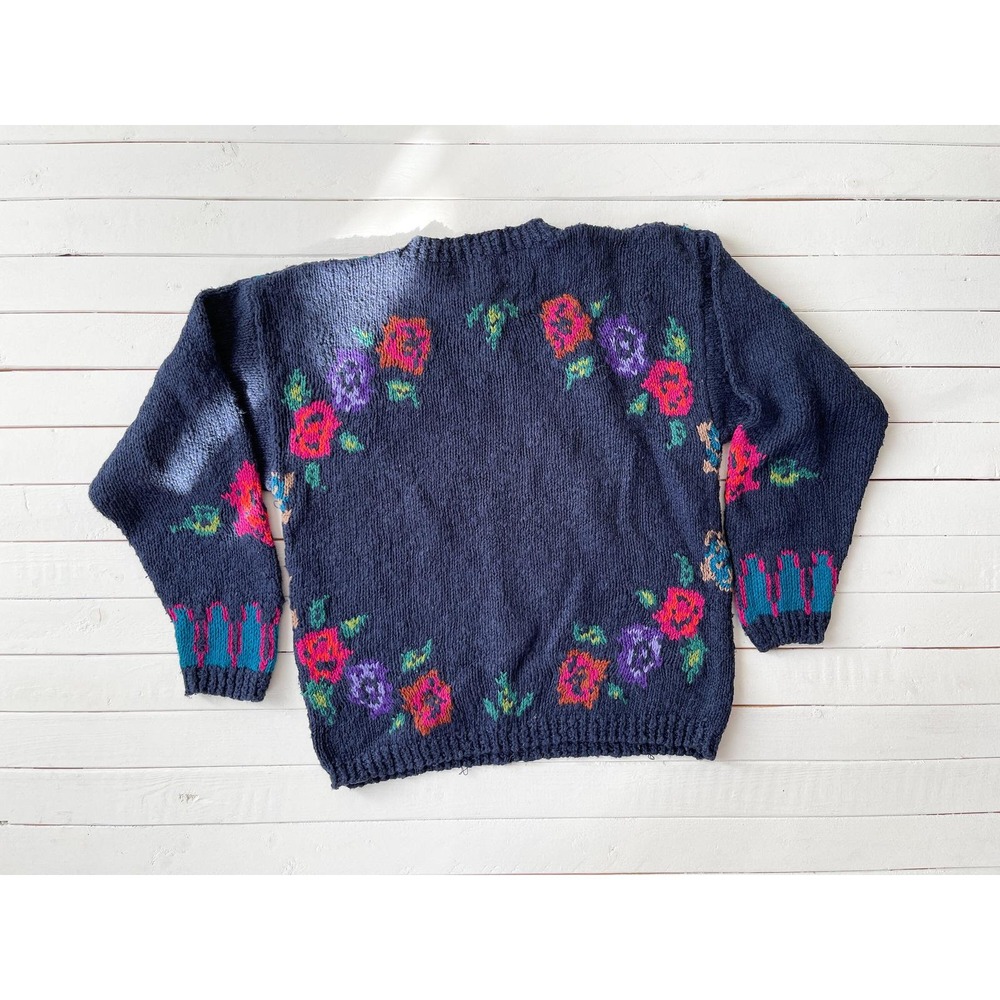 Woolrich vtg country cottage farmhouse navy‎ hand knit cottagecore sweater - Picture 3 of 3